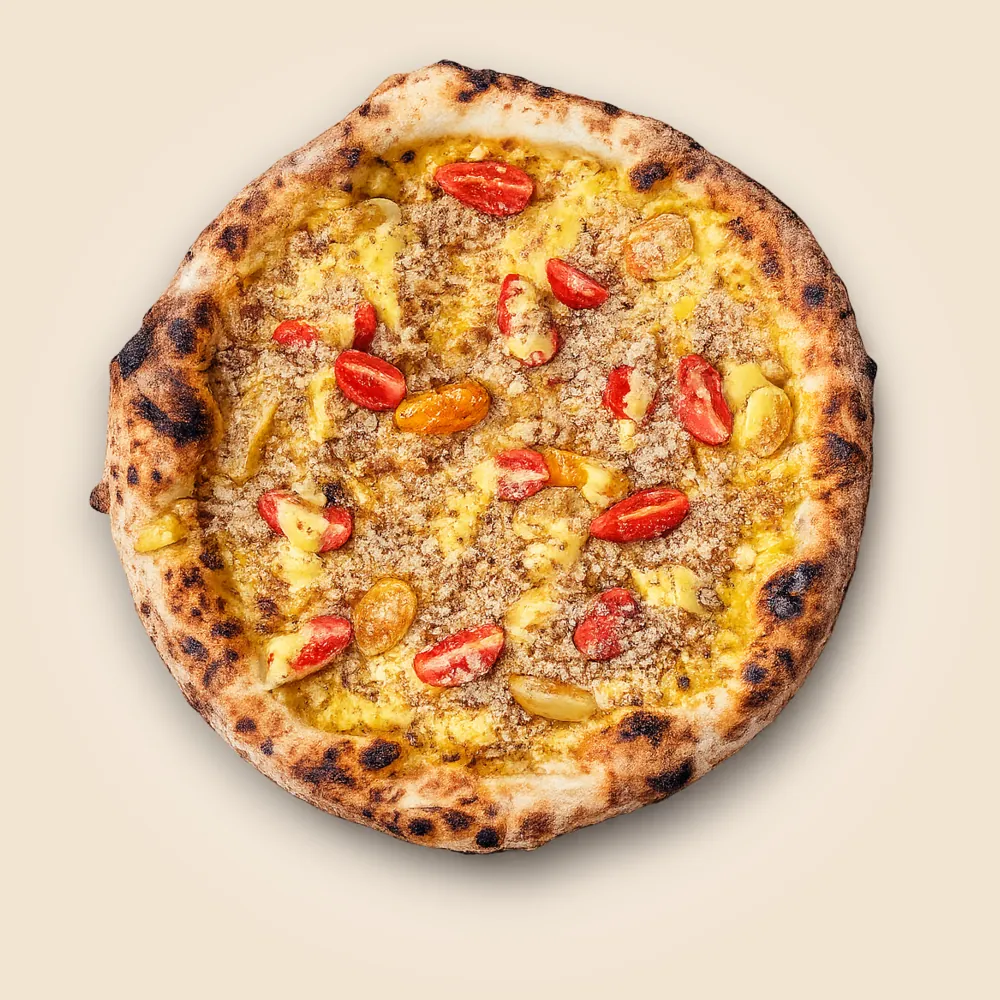 La Orgasmo: crema di zafferano, ragù di suino nero e mollica tostata